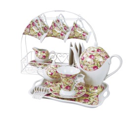 Vicenza Cangkir Set Kopi dan Teh Motif Mawar CA59